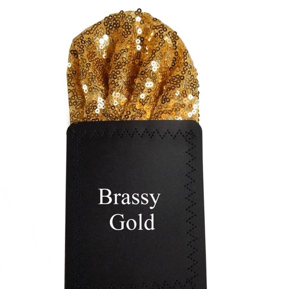 Men's Sequin Pre-Folded Pocket Square Insert - Brassy Gold - Picture 3 of 5